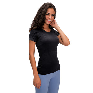 Workout ladies sportswear yoga running sports Seamless shirt yoga t shirt running gym sports fitness lady