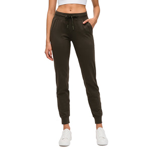 Women Breathable Drawstring Wide Leg Trousers Workout Fitness Slim Fit Side Pockets Sport Pants Jogger Sweatpants