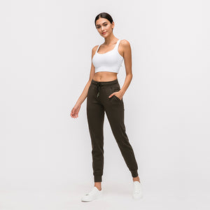 Women Breathable Drawstring Wide Leg Trousers Workout Fitness Slim Fit Side Pockets Sport Pants Jogger Sweatpants