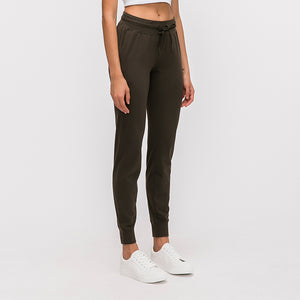 Women Breathable Drawstring Wide Leg Trousers Workout Fitness Slim Fit Side Pockets Sport Pants Jogger Sweatpants