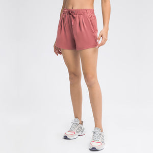 Women's Running Shorts Elastic High Waisted Shorts Pocket Sporty Workout Shorts Quick Dry Athletic Shorts Pants