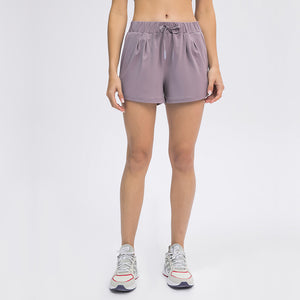 Women's Running Shorts Elastic High Waisted Shorts Pocket Sporty Workout Shorts Quick Dry Athletic Shorts Pants