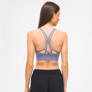 MAYLIFY Sports Bras for Women Cross Back Padded Sports Bra Medium Support Workout Running Yoga Bra