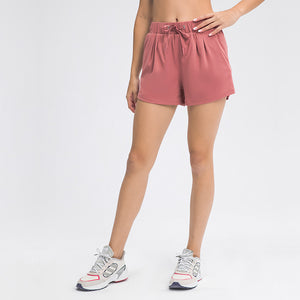 Women's Running Shorts Elastic High Waisted Shorts Pocket Sporty Workout Shorts Quick Dry Athletic Shorts Pants