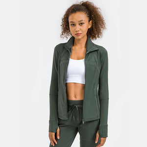 Women's Running Jacket Slim Fit and Cottony-Soft Handfeel Sports Tops with Full Zip Side Pocket