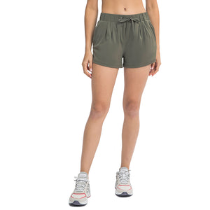 Women's Running Shorts Elastic High Waisted Shorts Pocket Sporty Workout Shorts Quick Dry Athletic Shorts Pants