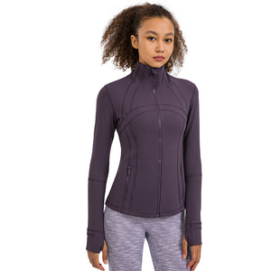 Women's Running Jacket Slim Fit and Cottony-Soft Handfeel Sports Tops with Full Zip Side Pocket