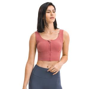 MAYLIFY Sports Bra Zip Front Wireless with Removable Pads Yoga Bra for Workout Fitness