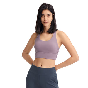 MAYLIFY Women's Built Up Tank Style Sports Bra Comfort Front Close Sport Bra With Mesh back