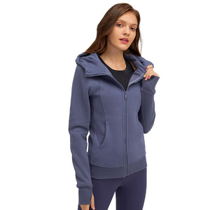 MAYLIFY Women's Running Jacket Hoodie Sports Thick warm Tops with Full Zip Side Pocket