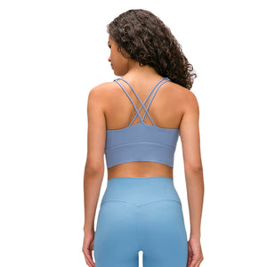 MAYLIFY Women YOGA Strappy Sports Bra Sexy Back Longline Wirefree Yoga Bra gym Top