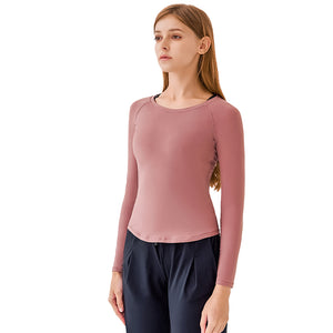 YOGA Women's Seamless Long Sleeve Running Top Gym Sports Workout Casual T-Shirts