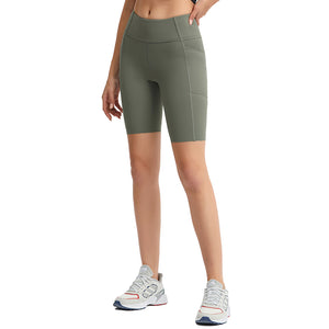 MAYLIFY Workout Running Shorts with Deep Pockets high Waist Yoga Shorts for Women's Tummy Control Fitness Athletic