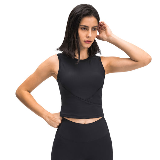 MAYLIFY YOGA Women's High Neck Longline Sports Bra Racerback Crop Top Yoga Tank Top with Built in Bra