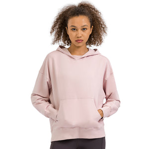 Ladies Oversized Pullover Plain Cottony-Soft Handfeel Hoodie Sweatshirt Top Jumper
