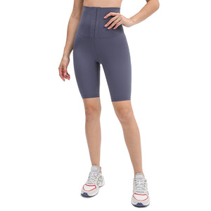 Yoga Pants Ladies High Waist Coated Sports Fitness Shorts Breasted Abdominal Sweat Pants Corset