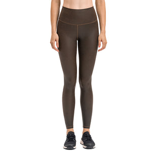 MAYLIFY Women's Fashion Coated Faux Leather Legging High Waist Pants Workout Tights