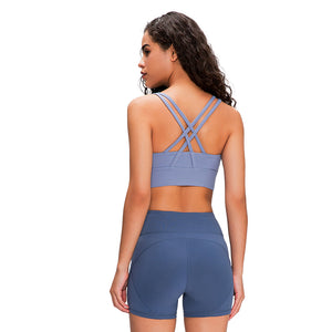 MAYLIFY Strappy Back Wirefree Padded Workout Yoga Sports Bra  shockproof women's bra