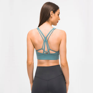 MAYLIFY Sports Bras for Women Cross Back Padded Sports Bra Medium Support Workout Running Yoga Bra