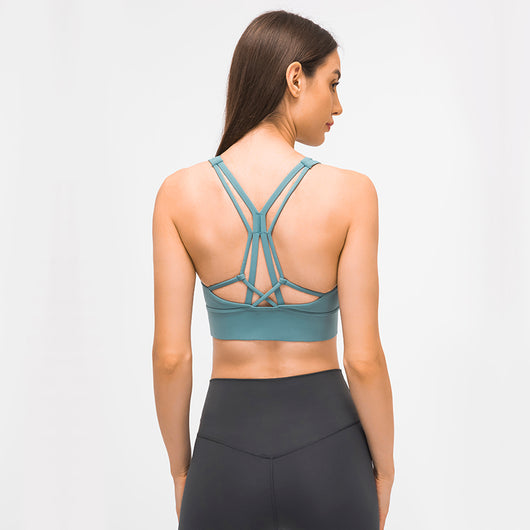 MAYLIFY Sports Bras for Women Cross Back Padded Sports Bra Medium Support Workout Running Yoga Bra