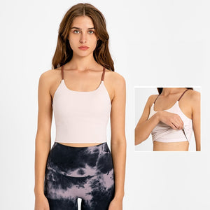 MAYLIFY Sports Bras for Women Criss-Cross Back Padded Workout Tank Tops Medium Support Crop Tops for Women