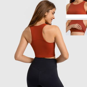 MAYLIFY Sleeveless Racerback Crop Tank Top pads Sports Crop Top for Lady Girls Daily Wearing