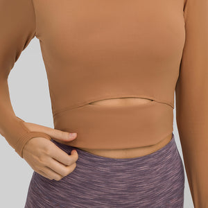 MAYLIFY Long Sleeve Crop Tops for Women Workout Seamless padded Crop T Shirt Top