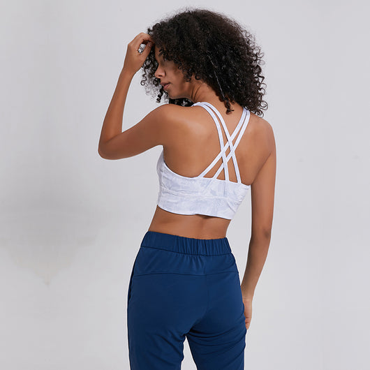 MAYLIFY Strappy Back Wirefree Padded Workout Yoga Sports Bra  shockproof women's bra