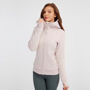 MAYLIFY Women's Running Jacket Hoodie Sports Thick warm Tops with Full Zip Side Pocket