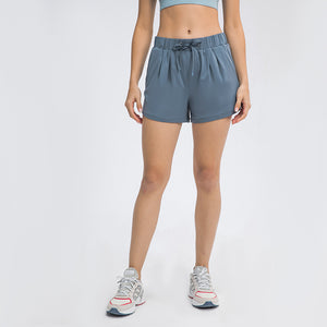 Women's Running Shorts Elastic High Waisted Shorts Pocket Sporty Workout Shorts Quick Dry Athletic Shorts Pants