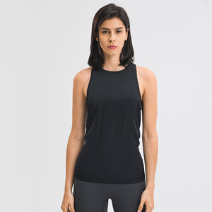 Women's Workout Tank Tops Tie Back High Neck Pima Cotton Yoga Shirts Loose fit Athletic Sports Top