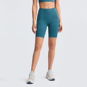 MAYLIFY Workout Running Shorts with Deep Pockets high Waist Yoga Shorts for Women's Tummy Control Fitness Athletic