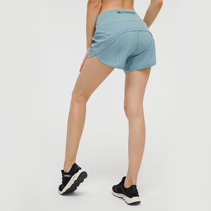 MAYLIFY Women's Athletic Shorts High Waisted Running Shorts zipper back Pocket Sporty Shorts Gym Elastic Shorts