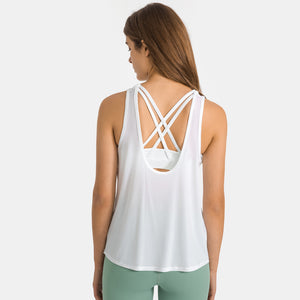 Women's Yoga Tops with Built in Bra Workout Gym Tank Tops Sports Vest