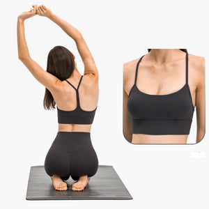 MAYLIFY Women's Low Impact Strappy Padded Sports Bra for Women Y Racer Back Spaghetti Straps Yoga Bra Tops