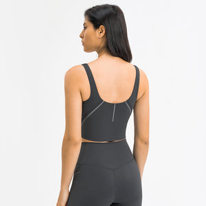 MAYLIFY Women Sports Bra Longline Crop Tank Top Padded Workout Running Yoga