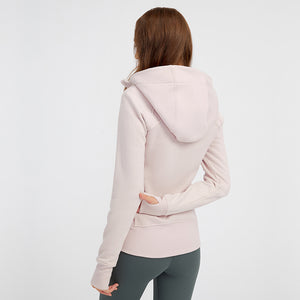 MAYLIFY Women's Running Jacket Hoodie Sports Thick warm Tops with Full Zip Side Pocket