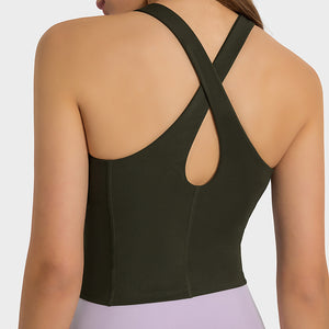 YOGA Cotton Summer Gym Sleeveless Vest Tops for Women Light Elastic Running Crop Top  Crew Neck Yoga Shirt