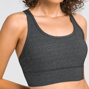 MAYLIFY Sports Bra for Women Criss-Cross Back Padded Strappy Sports Bras Medium Support Yoga Bra with Removable Cups