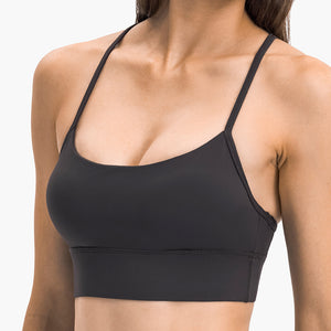 MAYLIFY Women's Low Impact Strappy Padded Sports Bra for Women Y Racer Back Spaghetti Straps Yoga Bra Tops