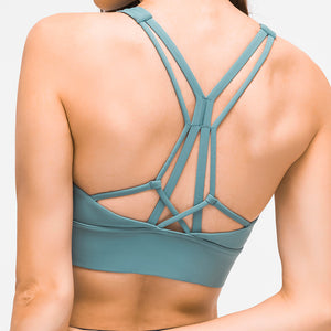 MAYLIFY Sports Bras for Women Cross Back Padded Sports Bra Medium Support Workout Running Yoga Bra