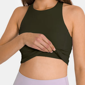 YOGA Cotton Summer Gym Sleeveless Vest Tops for Women Light Elastic Running Crop Top  Crew Neck Yoga Shirt