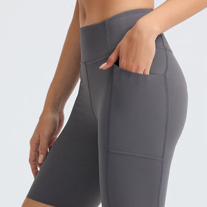 MAYLIFY Workout Running Shorts with Deep Pockets high Waist Yoga Shorts for Women's Tummy Control Fitness Athletic