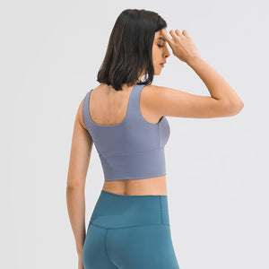 MAYLIFY Sports Bra Zip Front Wireless with Removable Pads Yoga Bra for Workout Fitness