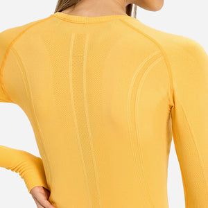 YOGA Women's Seamless Long Sleeve Running Top Gym Sports Workout Casual T-Shirts with Thumb Holes