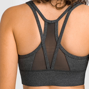 MAYLIFY Sports Bra for Women Criss-Cross Back Padded Strappy Sports Bras Medium Support Yoga Bra with Removable Cups