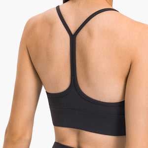 MAYLIFY Women's Low Impact Strappy Padded Sports Bra for Women Y Racer Back Spaghetti Straps Yoga Bra Tops
