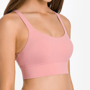MAYLIFY Fitness Yoga Running Cropped Top Women Sports Wear Gym Solid Tank Tops Athletic Push Up Sports Strappy Bra Tops