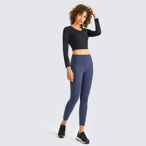 YOGA Women's Seamless Long Sleeve Running Top Gym Sports Workout Casual T-Shirts