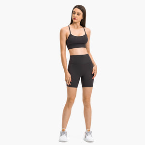 MAYLIFY Women's Low Impact Strappy Padded Sports Bra for Women Y Racer Back Spaghetti Straps Yoga Bra Tops